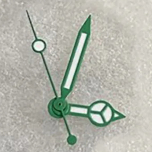Green Trim watch hands set with green lume, sized 8x12x12.5mm, compatible with NH34-39 movements.