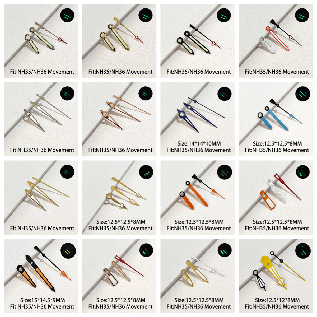 Modified Multicolor Watch Hands NH35 NH36 Series with C3 Luminous