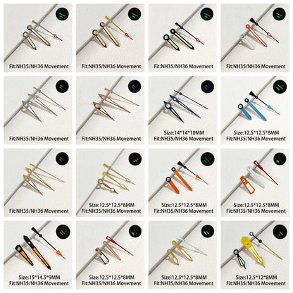 Modified Multicolor Watch Hands NH35 NH36 Series with C3 Luminous