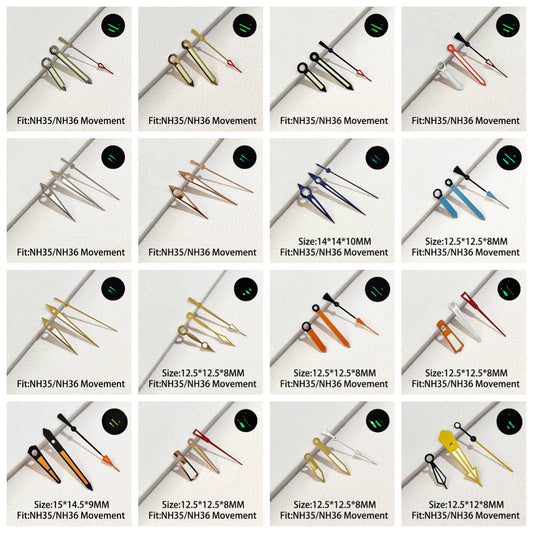 Modified Multicolor Watch Hands NH35 NH36 Series with C3 Luminous