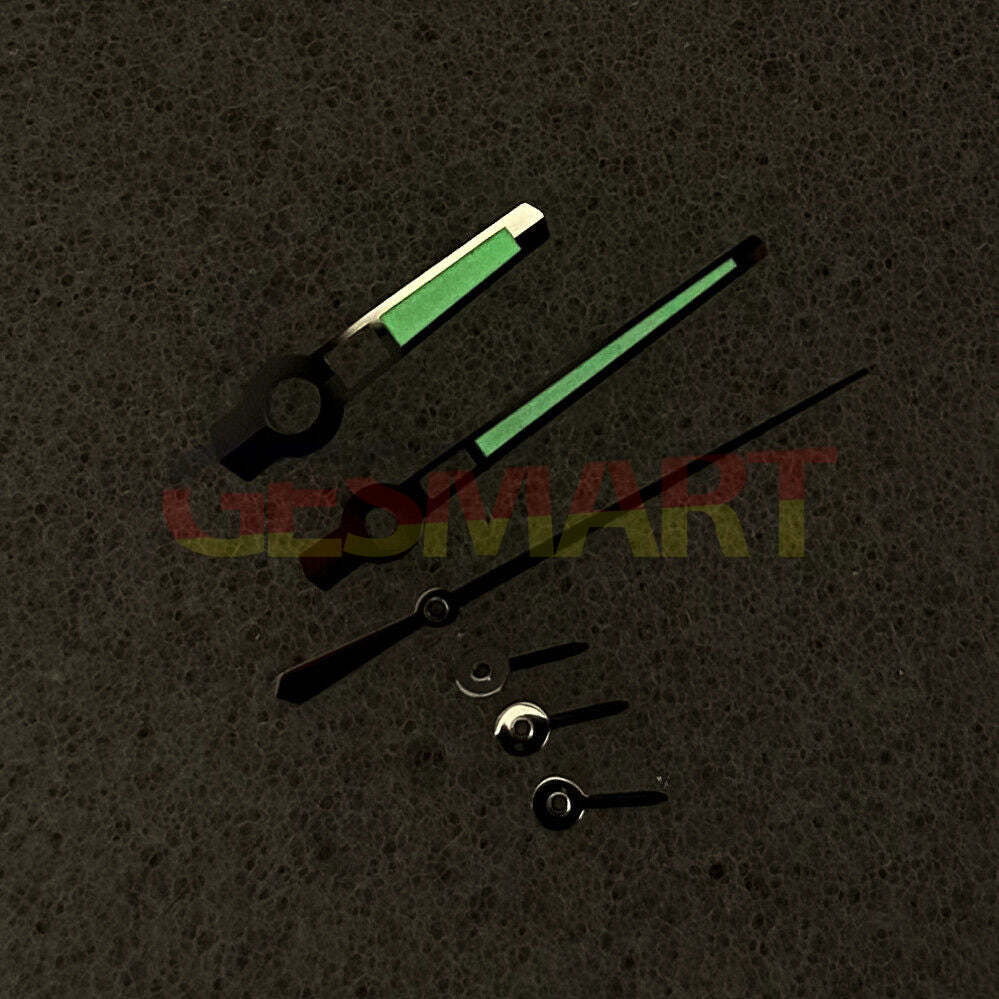 Classic silver-trimmed green luminous watch hands for Epson VK63 movement, precise and stylish upgrades.