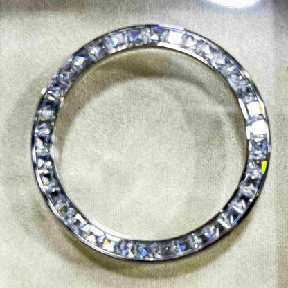 Silver 39.4Mm Daytona T-Shaped Square Diamond Moissanite Flat Bottom Watch Bezel