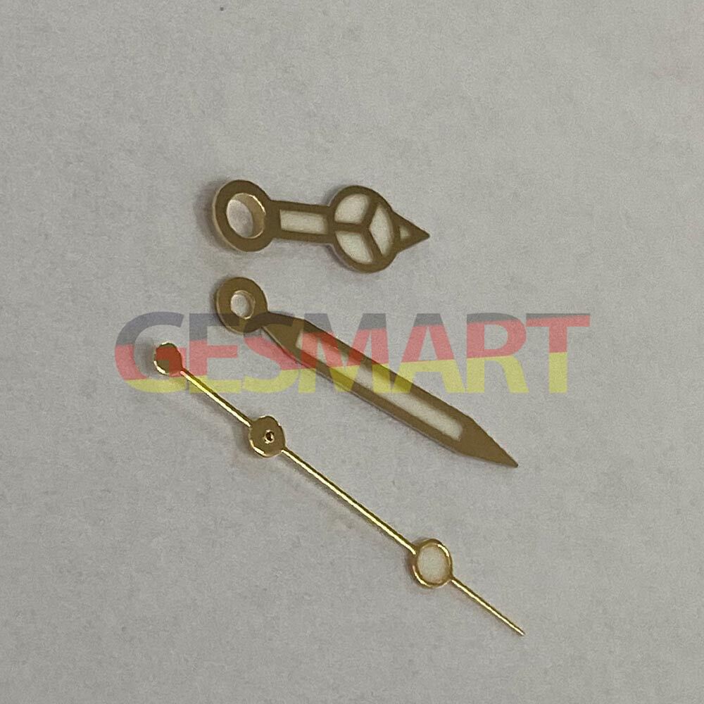 Silver and gold-tone blue luminous watch hands set for NH35/NH36 movement, ideal for precise watch repairs.