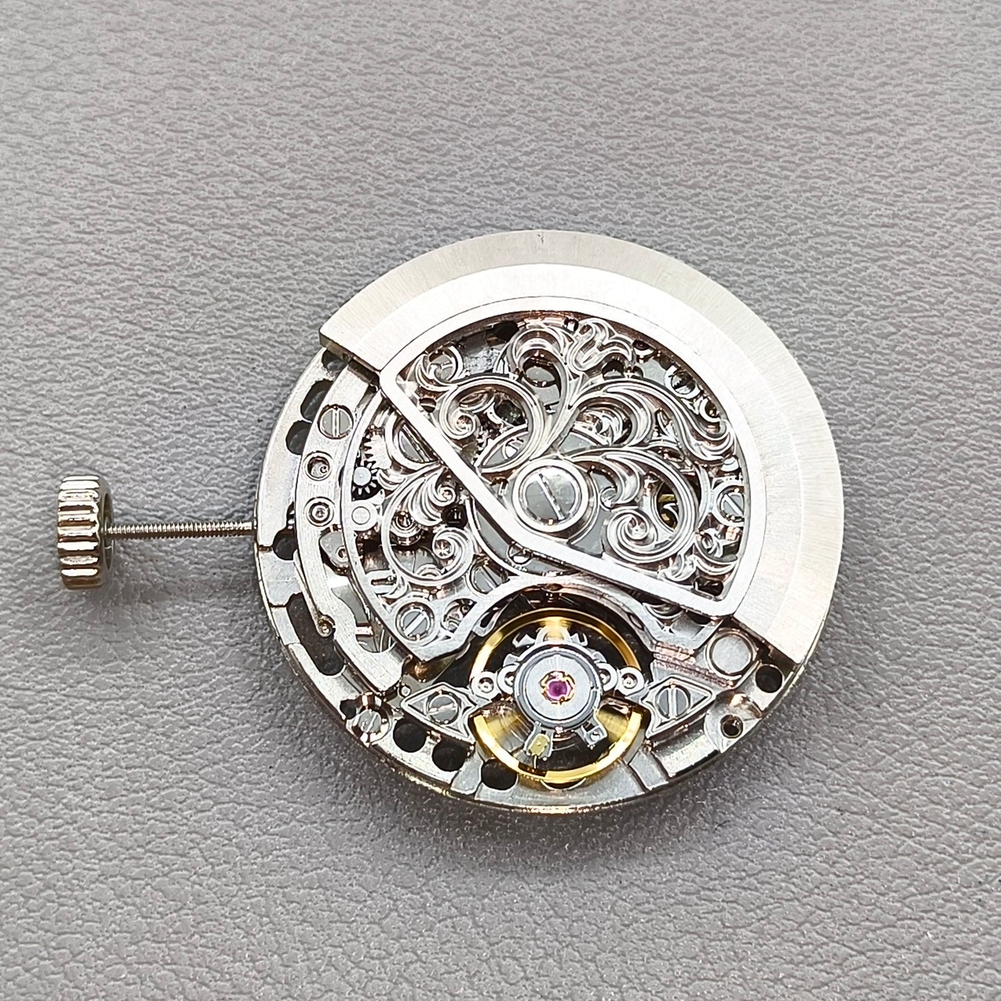 Silver Hollow Carved Automatic Mechanical Movement 7750 Movement