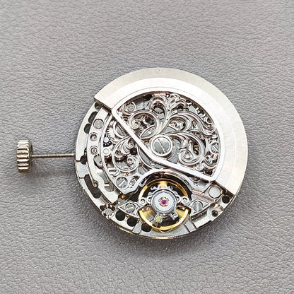 Silver Hollow Carved Automatic Mechanical Movement 7750 Movement