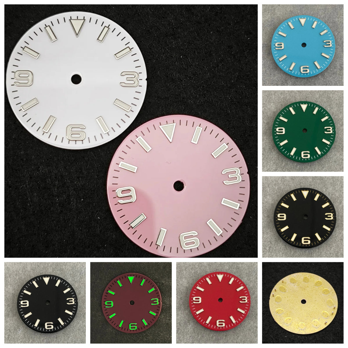 Modified 28.5mm Watch Dial 369 Nail with Green Luminous for NH35/ NH36/ 4R/ 7S