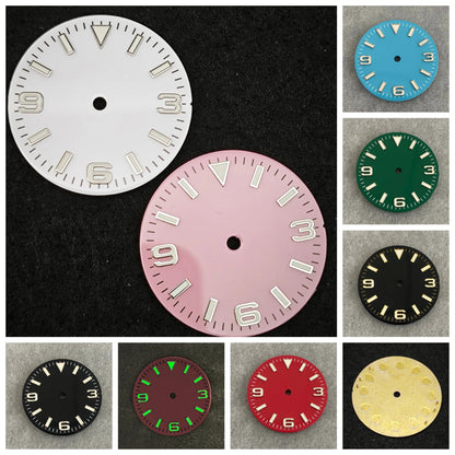 Modified 28.5mm Watch Dial 369 Nail with Green Luminous for NH35/ NH36/ 4R/ 7S