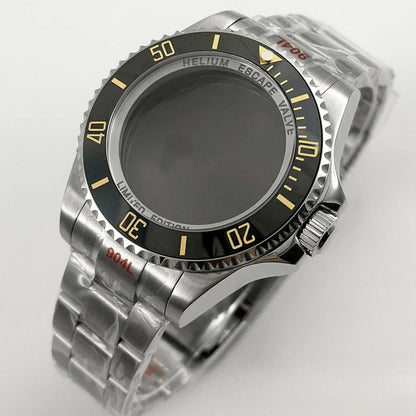 44mm Black Blue GMT Ceramic Bezel Watch Case for Deep SEA for NH34 NH35 NH36