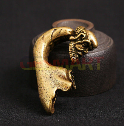 Hand-carved solid copper Dharma Agarwood furnace figurine, detailed bronze trinket for watch accessory display.