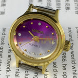 25mm HAIDA Manual Mechanical Lady Watch Golden Nail 17 Jews Gradient Purple Dial