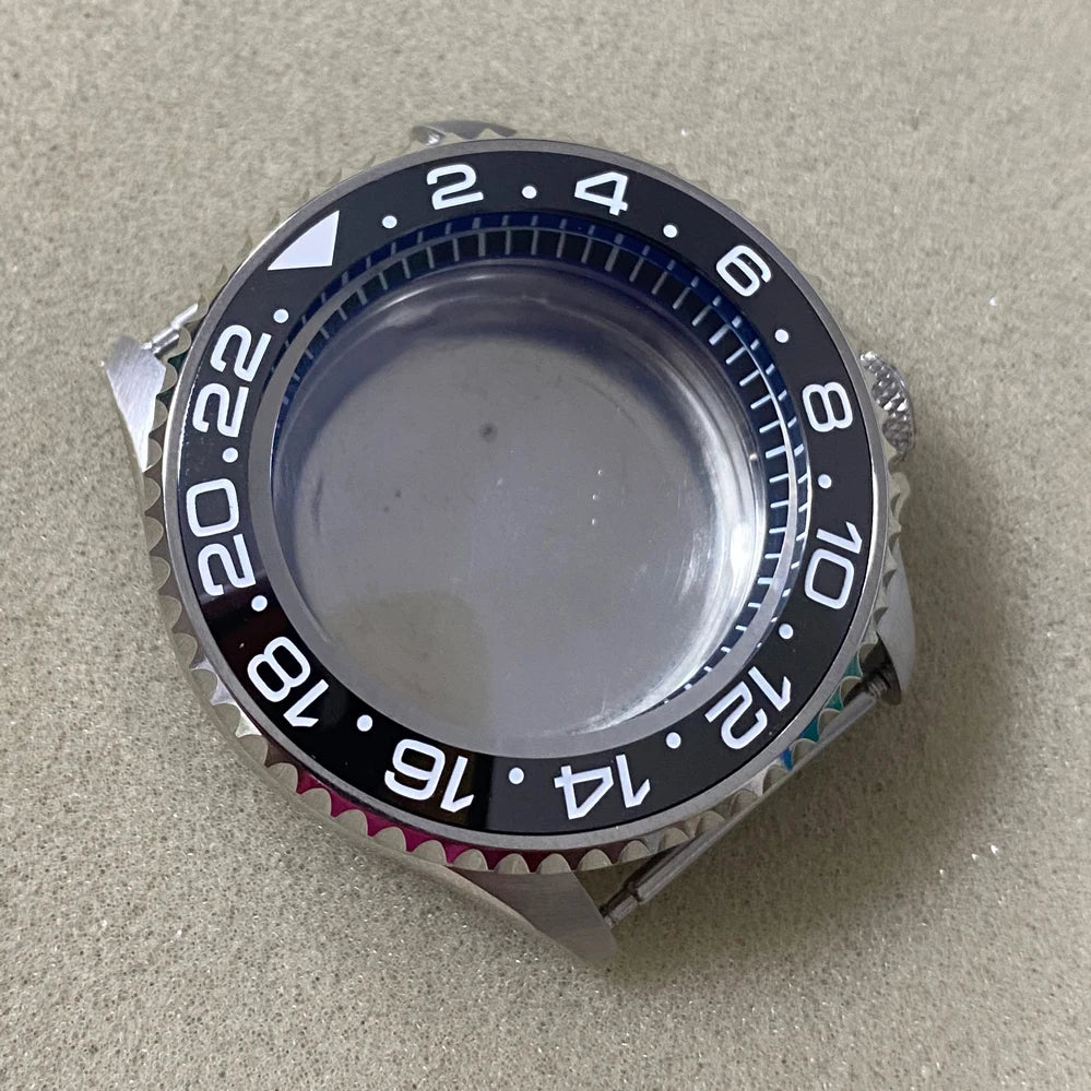 41.5MM Watch Case with Black Chapter Ring+Bezel SKX007 Set for NH35/NH36/4R