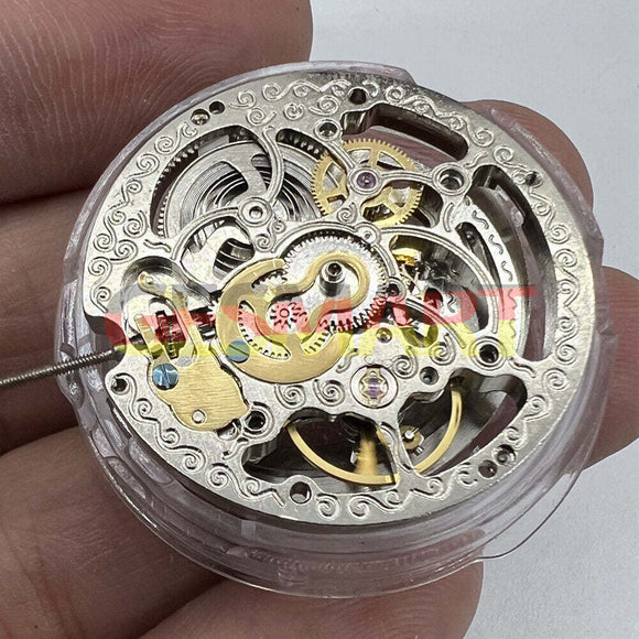 China Made Shanghai Silver Hollow Carved 3 Hands Automatic Mechanical Movement