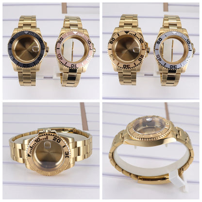 PVD 40mm Watch Case Sapphire For Nh35 Nh36 Nh34 Nh38 Eta 2824 Miyota 8215 YACHT