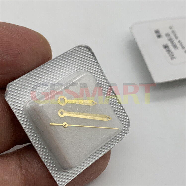 Green lumed pointed watch hands set for ETA2834 movement, perfect for T038 men's watch repair.