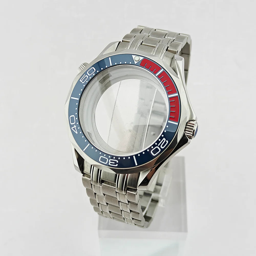 42MM Diving Watch Case Sapphire Glass Unidirectional Rotating Bezel For NH35