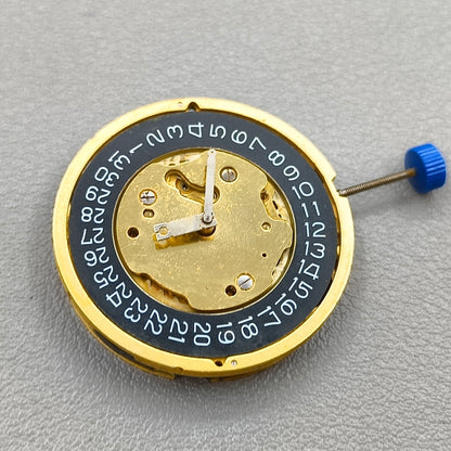 Swiss Ronda 5030D Quartz Movement Black Disk Date@4 Golden Plated