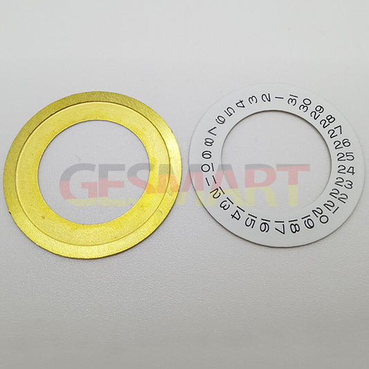 Thickening white date wheel overlay with date at 3 for ETA2824 movement, compatible watch accessory.