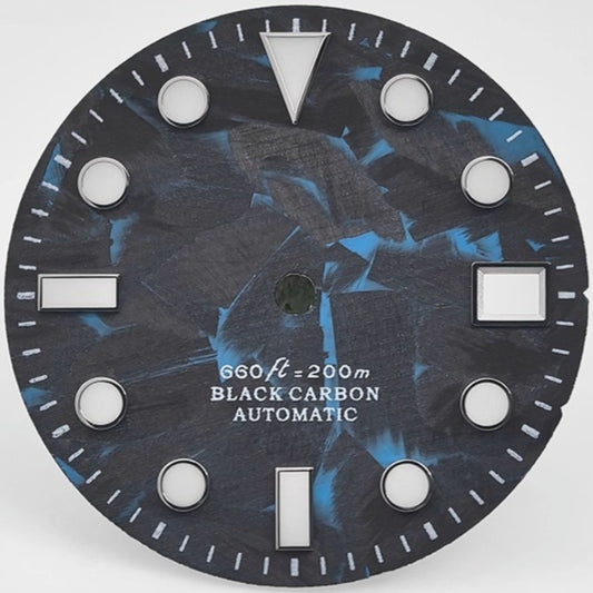 Triangle Nail 28.5mm Carbon Fiber Black and Blue Watch Dial with Lume for NH34/35 by Triangle Nail