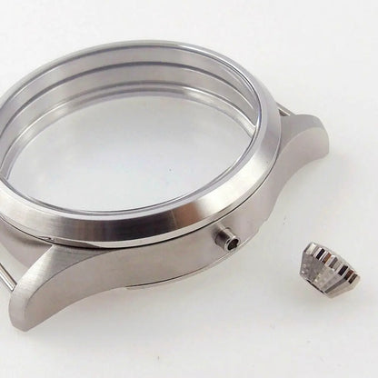 42mm Brushed 316L Steel Sapphire Glass Watch Case Fit ETA 6498 6497 3600 3620