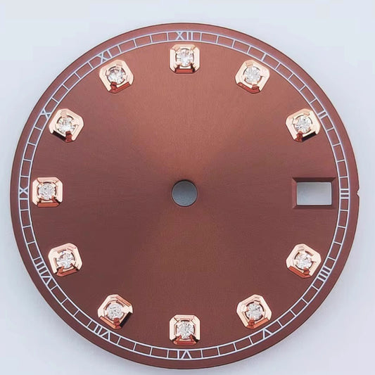 Rose Golden Nail Brown 28.5mm Watch Dial Fit For NH36 Movement No Logo