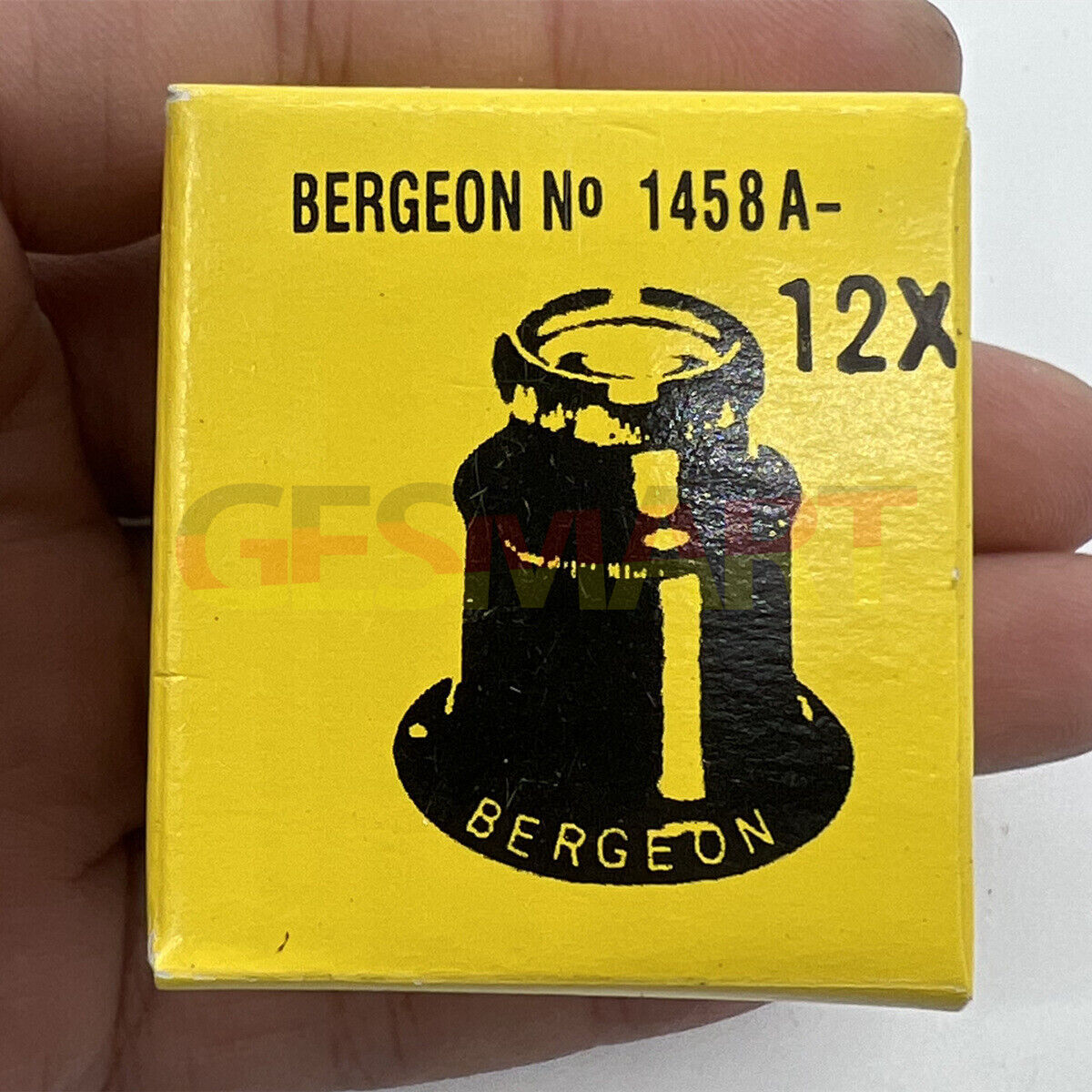 Bergeon 1458A-12 Swiss watchmakers double lens eyeglass with 12x magnification for precise watch repair.