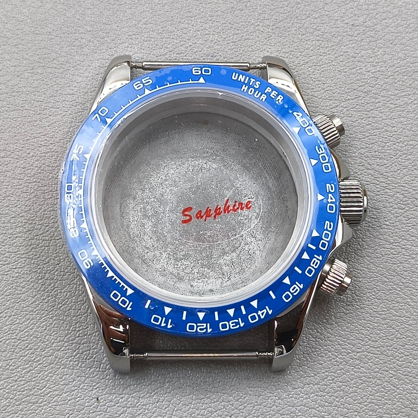 40mm Mens Watch Steel Case Blue Bezel for Daytona VK63 VK64 Fits 20mm Strap