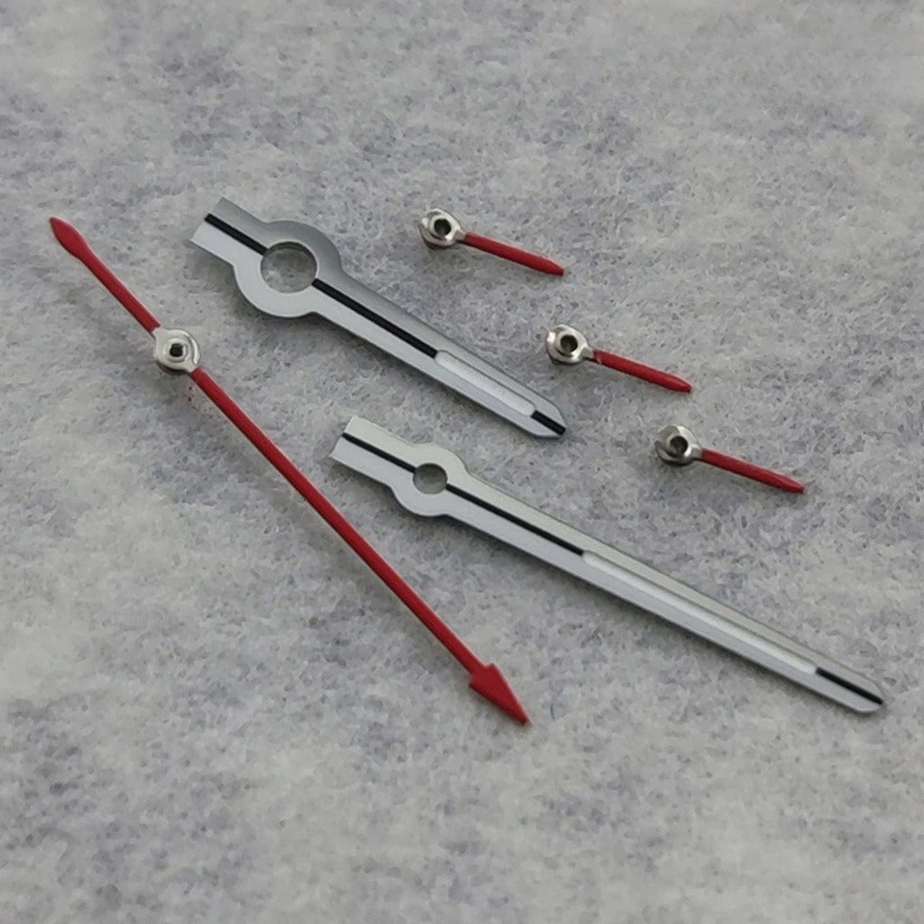 Silver Red 6 Pins Watch Hands Green Luminous For VK63 VK64 Quartz Movement