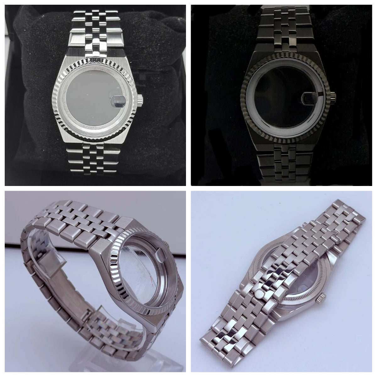 39.5mm Land-Dwellwe Watch Case+Strap Sapphire Glass Luminou 33.8mm Dial Fit NH35