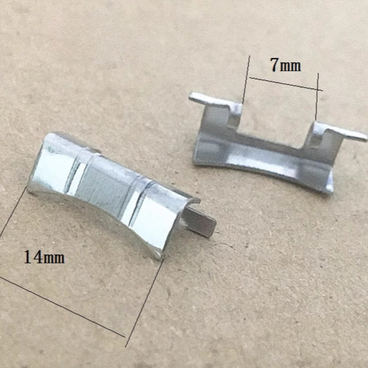 14x7mm Silver S/S Curved End Links Spring Bars Bracelet Watch Band Strap#82