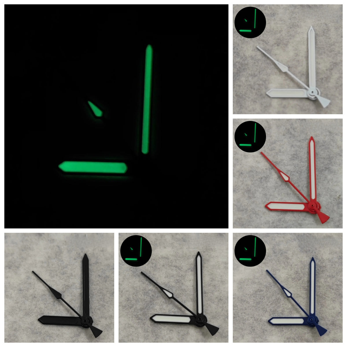 Black NH35 Hands For NH34 NH35 4R35 NH36 4R36 Movement Green luminous Watch