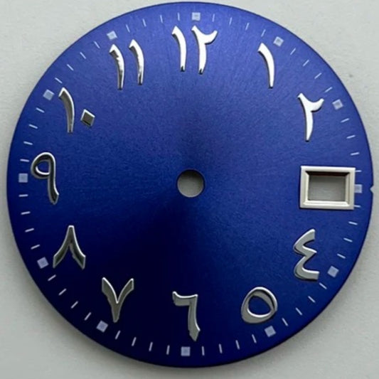 28.5mm Dark Blue Modified Arabic No Lume Watch Dial Fit for NH35 NH36 4R35 4R36