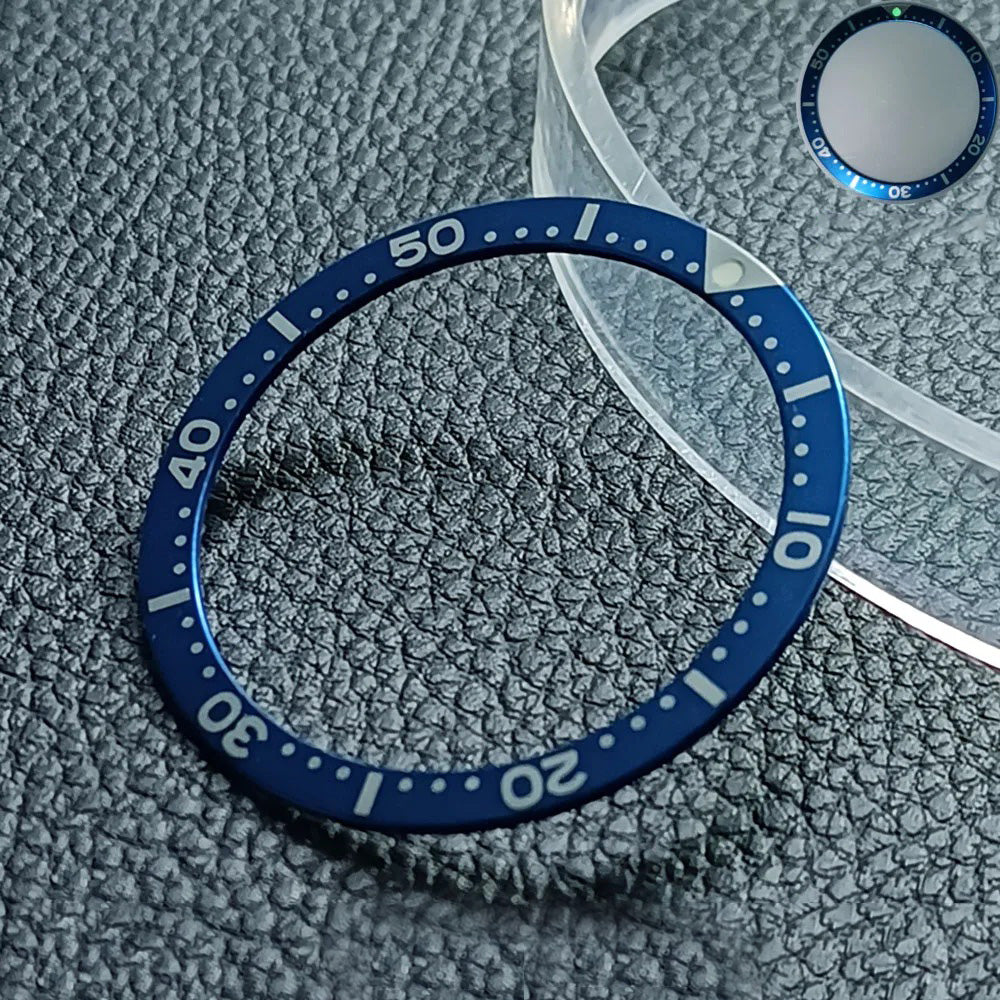 Flat luminous aluminum bezel insert for 38mm watches, durable replacement accessory.