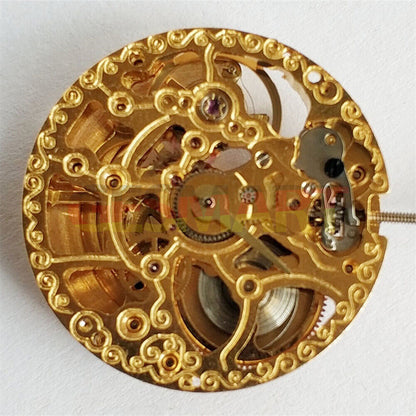Hollow golden automatic mechanical movement by China Made, ideal for watch repair practice and precision assembly.