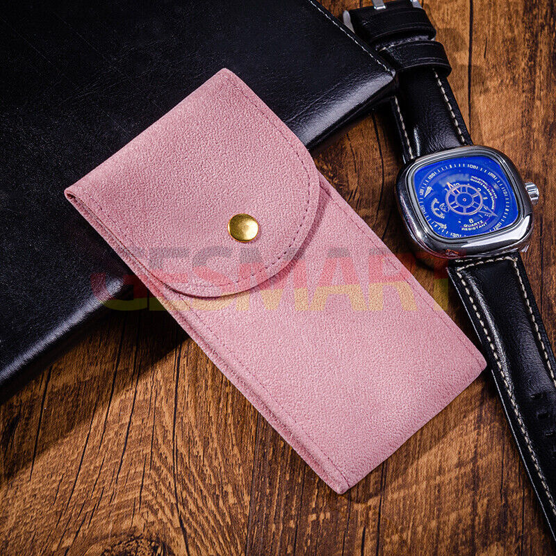 Velvet mechanical watch storage bag, portable travel pocket for single watch protection.