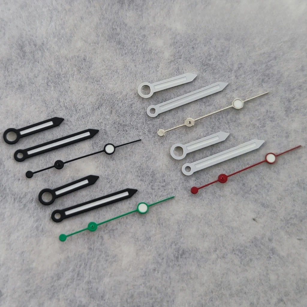 Silver/Black  Watch Hands For NH34 NH35 NH36 NH38 7S26 4R35 4R36 Green Luminous