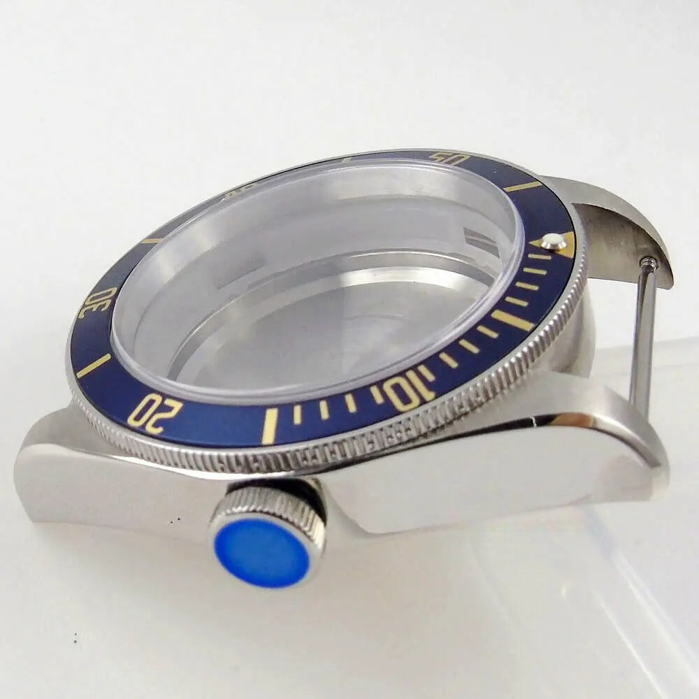 40mm Bliger Solid Steel Sapphire Glass Watch Case Fit For NH35 NH36 Black Bay