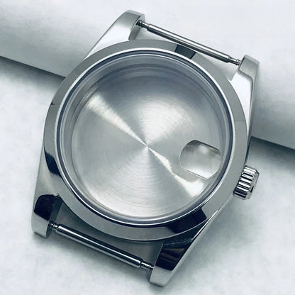 36/40mm Watch Case with Stainless Steel Sapphire Crystal for NH34 NH36 S Crown