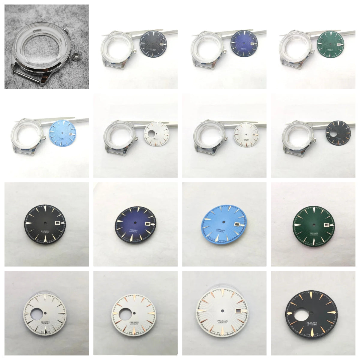 40mm  Steel Watch Case Dial Hands Kit for NH36 NH38 Bubble Mirror Shell Kit