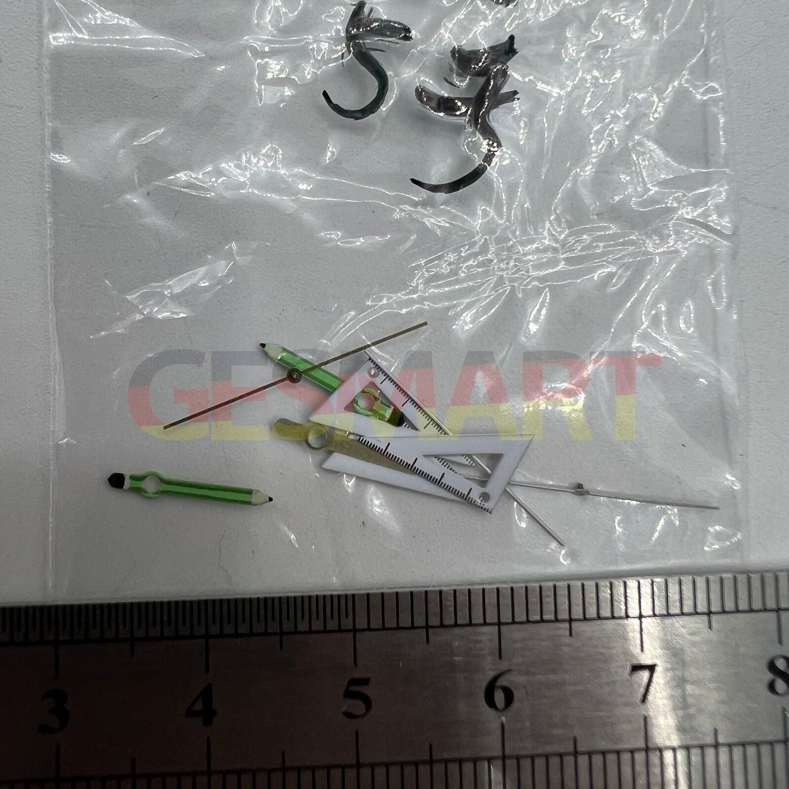 Triangular ruler-style irregular watch hands compatible with Miyota 2035 quartz, crafted.