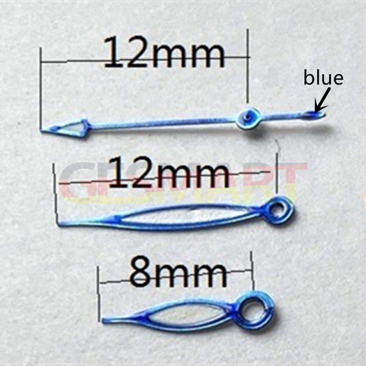 Aiguilles de montre ovales creuses bleues de 12 mm pour Miyota 2315 2035 2036 2115 2305 2005