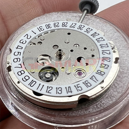 Miyota/Citizen 8215 silver plated automatic watch movement with date at 6, precision Japanese mechanics