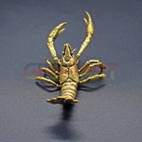 Solid Copper Lobster Trinket Vintage Hand Carved Bronze Model Figurines