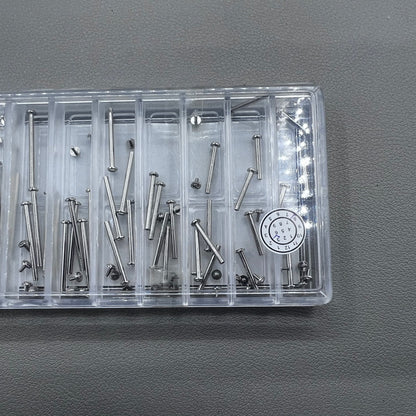 Brass watch strap screw bar, sizes 8-28mm, 1.5mm thick, stainless steel for secure lug attachment.