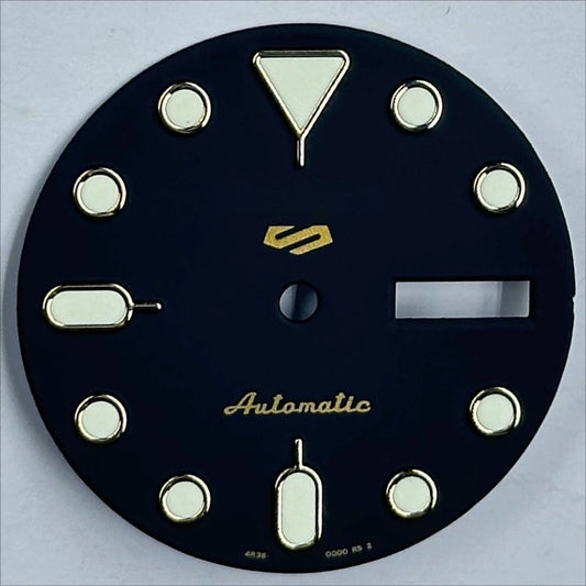 Black+Golden Trim Nail Datejust Green Lume Watch Dial for NH35 NH36 Movement