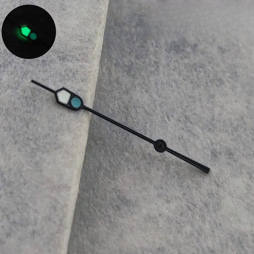13mm Silver Black For NH35 NH36 7S26 7S36 4R35 4R36 Watches  C3 Green Luminous