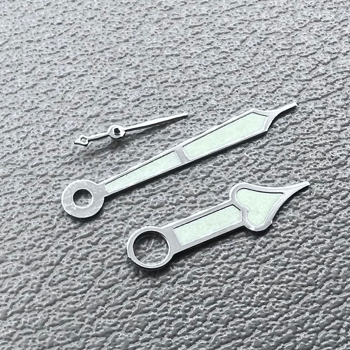 Green Lume Silver Trim Heart Shaped Watch Hands for ST3600/ST3620/ETA6497/6498