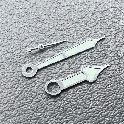 Green Lume Silver Trim Heart Shaped Watch Hands for ST3600/ST3620/ETA6497/6498