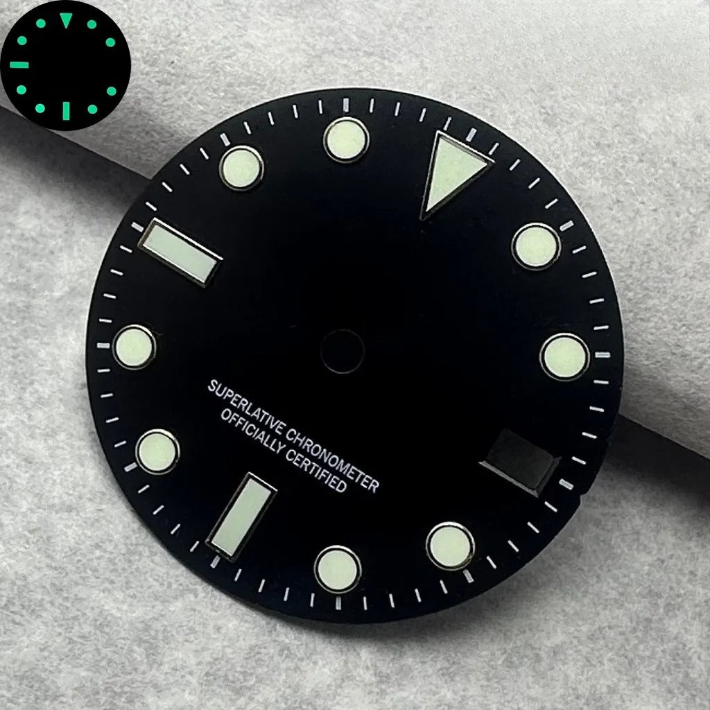 28.5mm Single Calendar Luminous Watch Dial Fit NH35 NH36 Red Black Gray Green