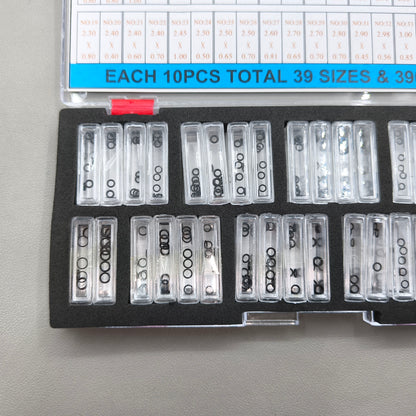390 PIECES 39 Sizes 1.9-7mm Waterproof Mini O-ring Kit for Watch Crown Seal