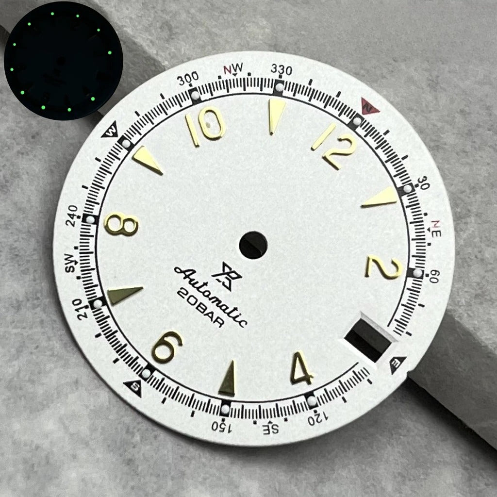 28.5mm Multicolor Watch Dial Date Window Green Luminous Dial Fit NH35/NH36/4R/7S